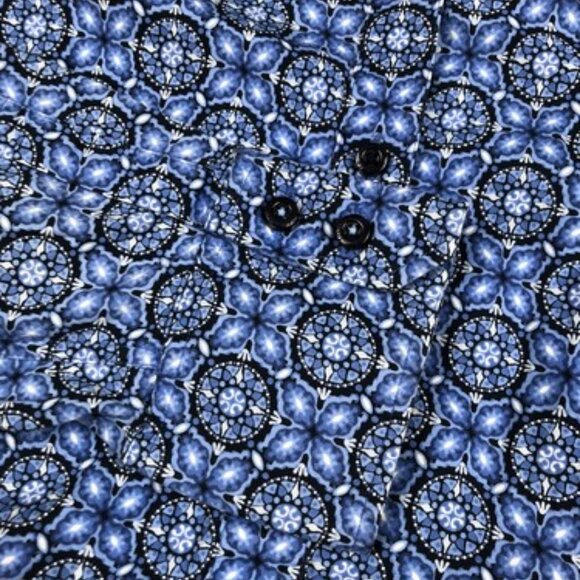 Tommy Hilfiger Boys Size Medium Long Sleeve Blue Button Up Shirt Geometric - Picture 4 of 9